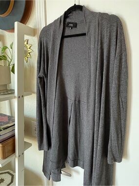 COA from Anthro / grey ribbed knit loungewear open cardigan / size M